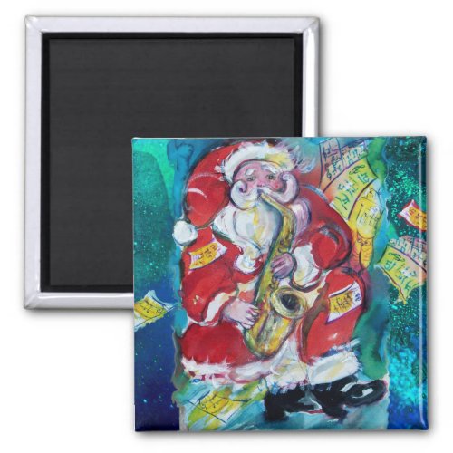 SANTA AND SAX MUSICAL CHRISTMAS PARTY MAGNET