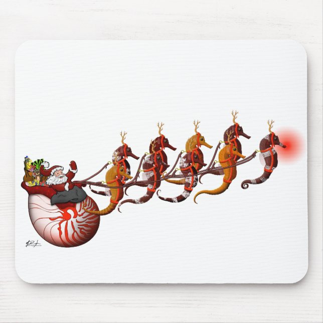Santa and Seahorse Sleigh Mousepad (Front)