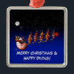 Santa and Seahorse Sleigh Ornament<br><div class="desc">Not just for Christmas,  our Scuba Diving and inspirational ornaments make great gifts for all your scuba diving family and friends. Put your own special greeting on the back,  or change a greeting on the front. Just click he customize button when ordering.</div>