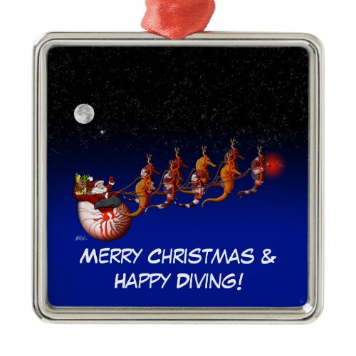 Santa and Seahorse Sleigh Ornament