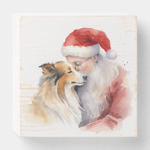 Santa and Sheltie Wooden Box Sign