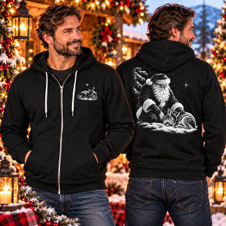 Santa and Sleeping Fawn Christmas Hoodie