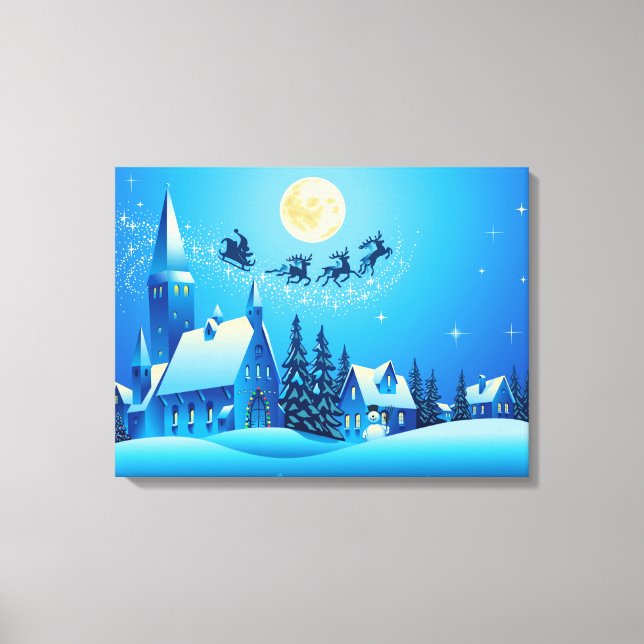 Santa and Sleigh Canvas Print (Front)