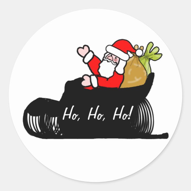 Santa And Sleigh Christmas Classic Round Sticker (Front)