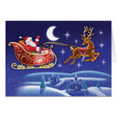 Santa and sleigh Christmas note card (Front Horizontal)
