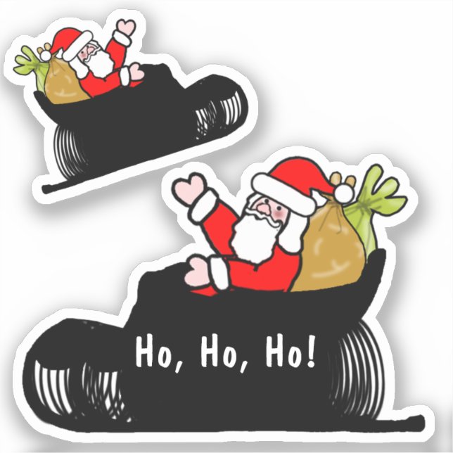 Santa And Sleigh Christmas Sticker (Front)