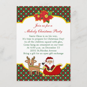 Santa and sleigh kids Christmas Party Invitation