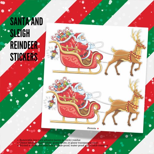 Santa and Sleigh Reindeer Stickers