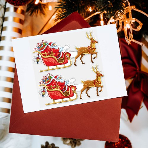 Santa and Sleigh Reindeer Stickers