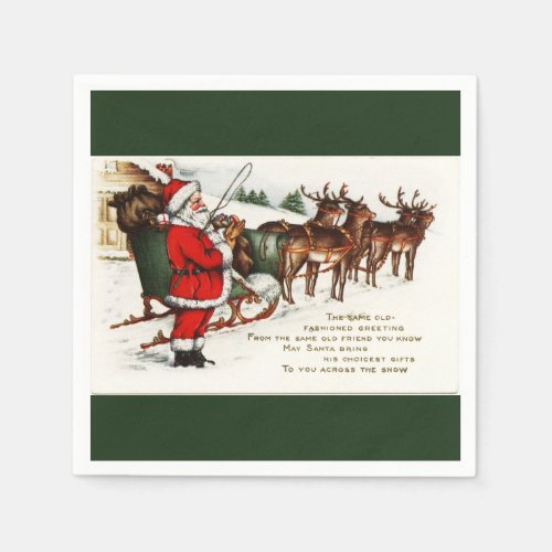 Santa and Sleigh with Reindeer Paper Napkins