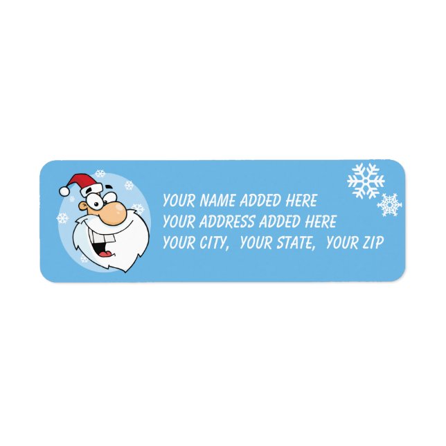 Santa and Snowflakes Blue Return Address Labels (Front)