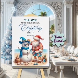 Santa and Snowman Christmas Party Welcome Foam Board