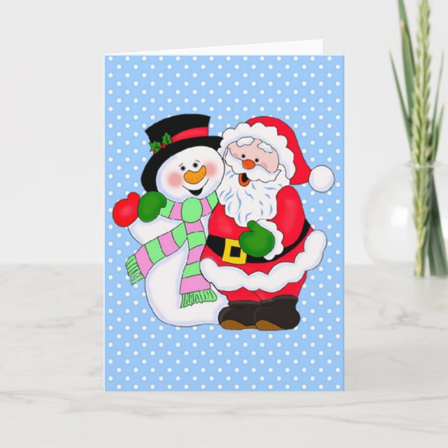 Santa and Snowman Holiday Card (Front)