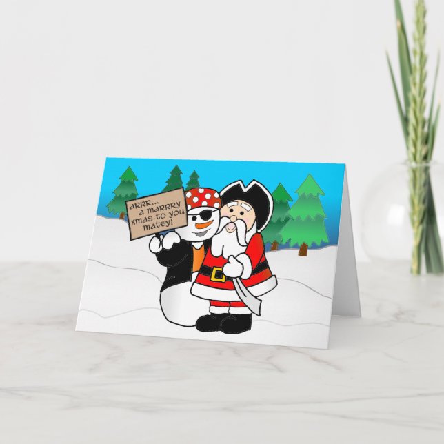 Santa and snowman holiday card (Front)
