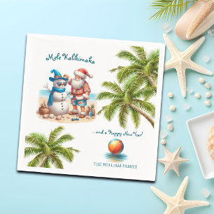 Santa and Snowman Mele Kalikimaka Christmas Napkins