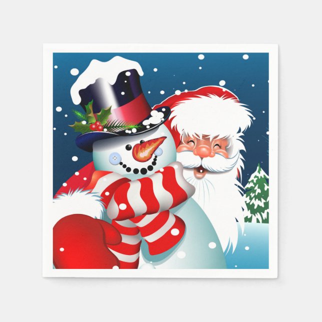 Santa and Snowman  Napkins (Front)