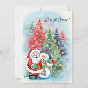 Santa and Snowman Personalize Christmas Holiday Card