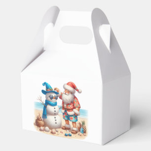 Santa and Snowman Tropical Island Christmas Favor Boxes