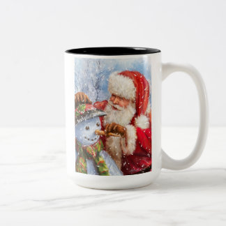 Santa and snowman Two-Tone coffee mug