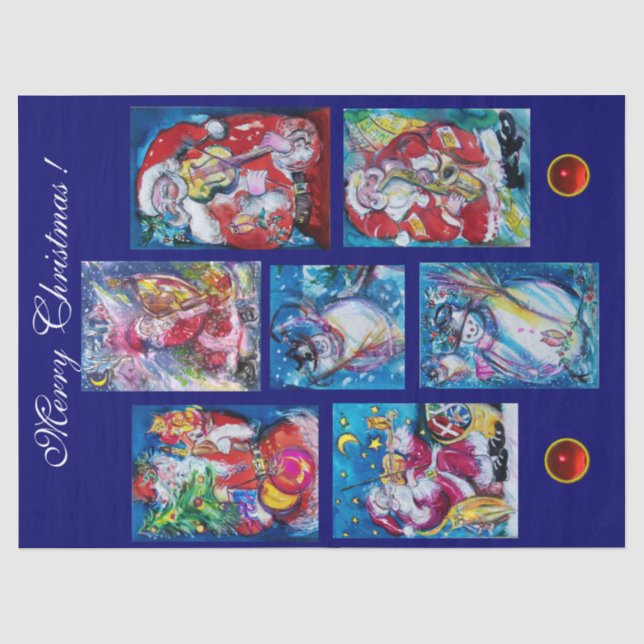 SANTA AND SNOWMEN CHRISTMAS  PARTY TISSUE PAPER (Front)