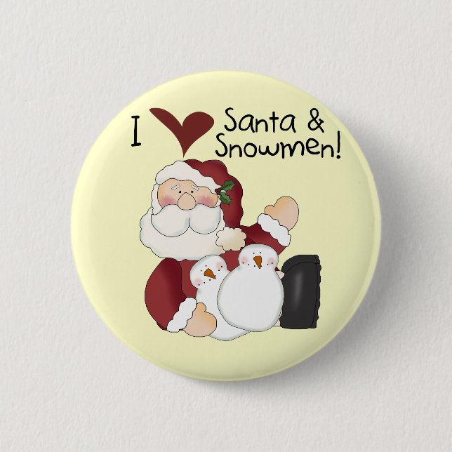Santa and Snowmen T-shirts and Gifts Pinback Button (Front)