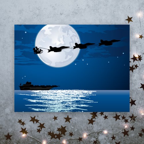 Santa and Super Hornets FA_18 Jets Christmas Holiday Postcard