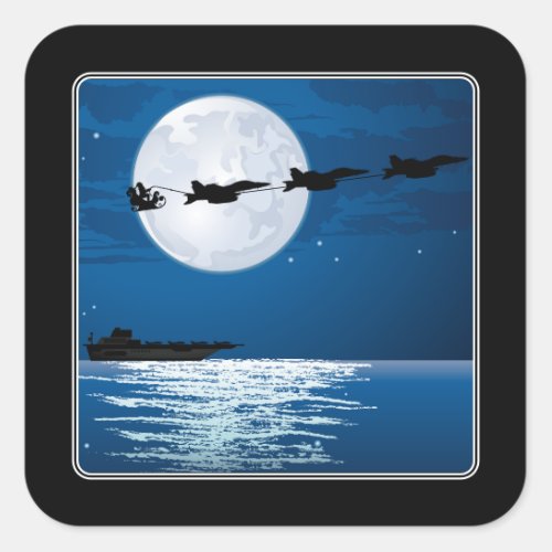 Santa and Super Hornets FA_18 Jets Christmas Square Sticker