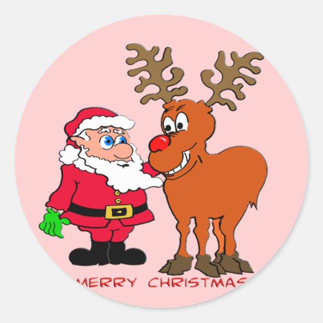 Santa and T-Shirts & Gifts Classic Round Sticker (Front)