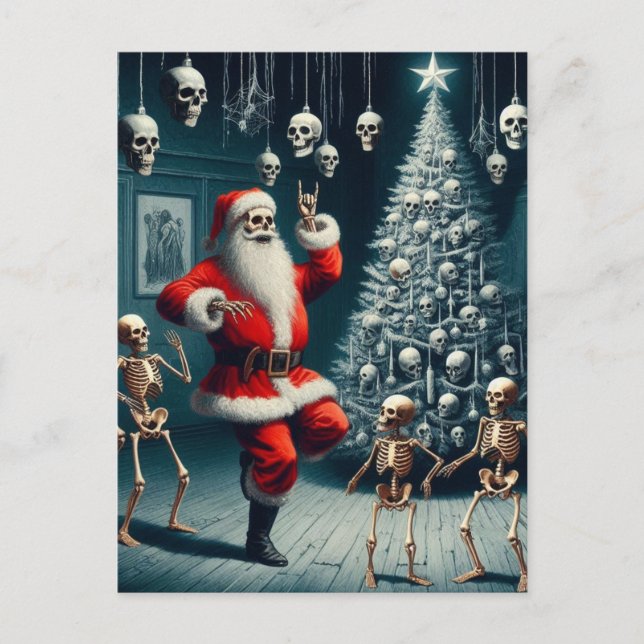 Santa and the Dancing Skeletons Postcard (Front)
