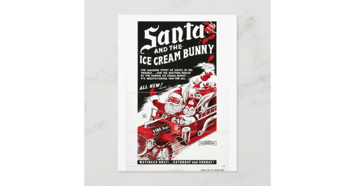 SANTA AND THE ICE CREAM BUNNY POSTCARD Zazzle