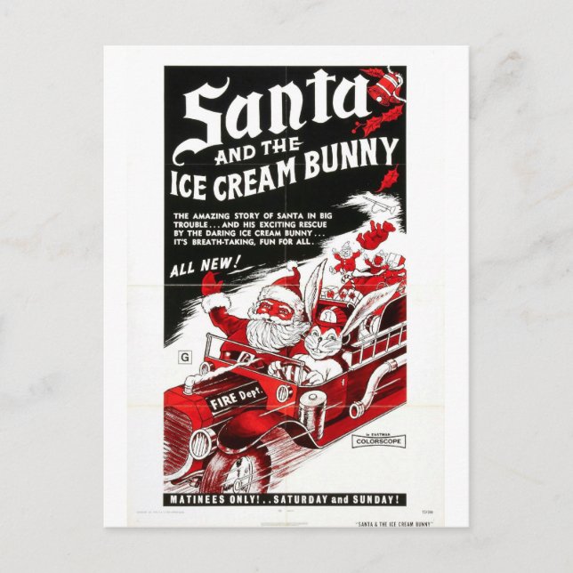 SANTA AND THE ICE CREAM BUNNY POSTCARD (Front)