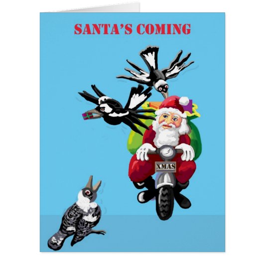 Santa and the magpies cards (Front)