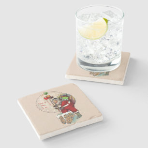 Santa and the Narrow Chimney Ceramic Coaster