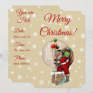 Santa and the Narrow Chimney Christmas Invitation