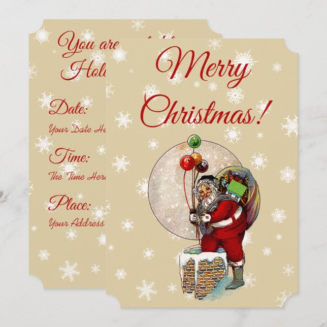 Santa and the Narrow Chimney Christmas Invitation (Front/Back)