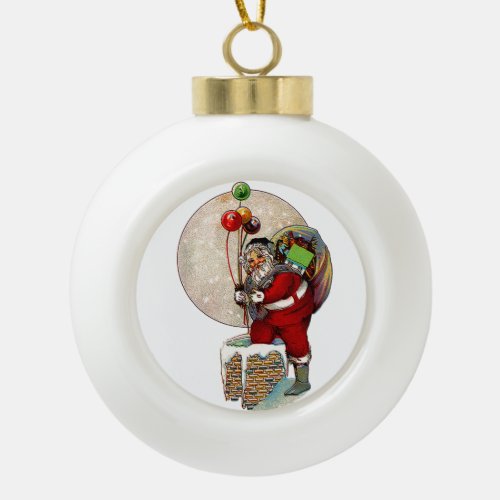 Santa and the Narrow Chimney Christmas Ornament