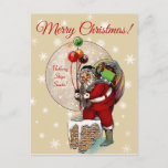 Santa and the Narrow Chimney Christmas Postcard