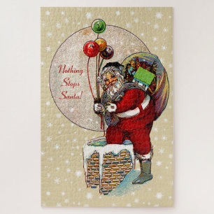 Santa and the Narrow Chimney Large Jigsaw Puzzle