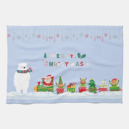Santa and the Polar Bear  Kitchen Towel