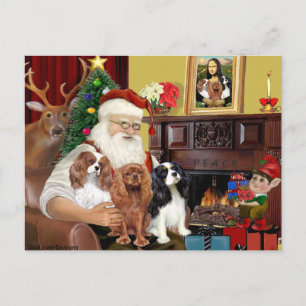 Santa and Three Cavaliers Holiday Postcard