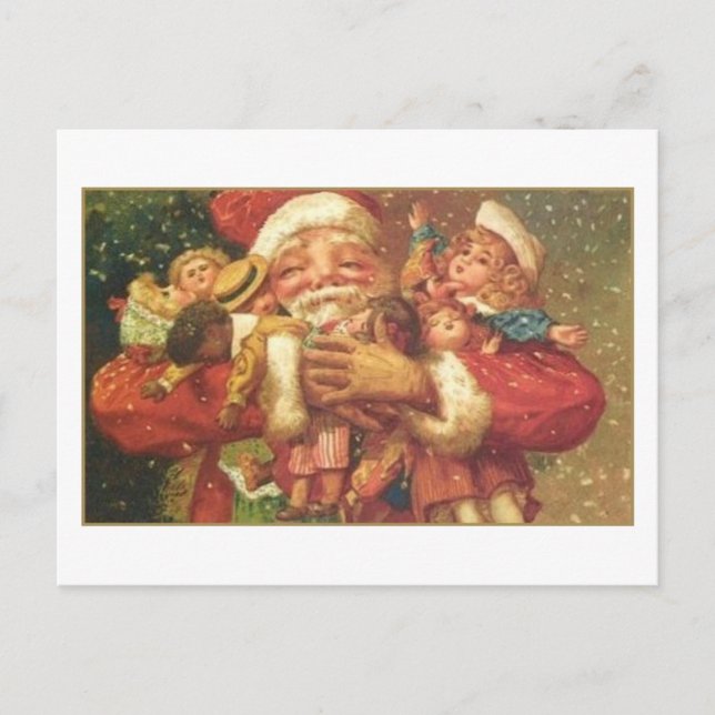 Santa and Toys Vintage Card (Front)