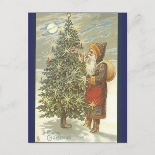 Santa and TreeMan Holiday Postcard (Front)