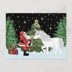 Santa and Unicorn Magical Christmas Holiday Postcard