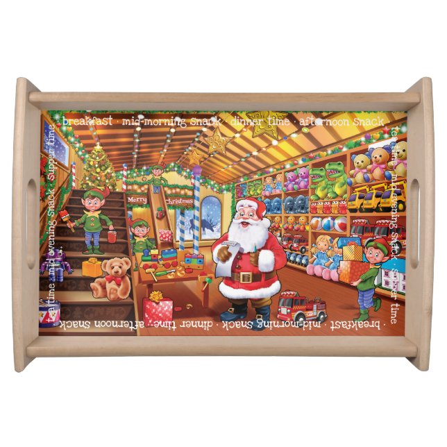 SANTA and workshop Christmas serving tray. Serving Tray (Front)