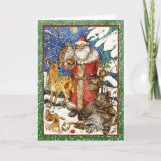 SANTA & ANIMAL FRIENDS HOLIDAY CARD
