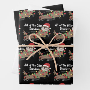 Santa Animal Xmas All Of The Otter Reindeer Animal Wrapping Paper Sheets