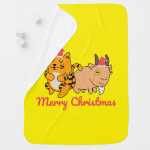 Santa - Animals - Cute - Xmas Baby Blanket