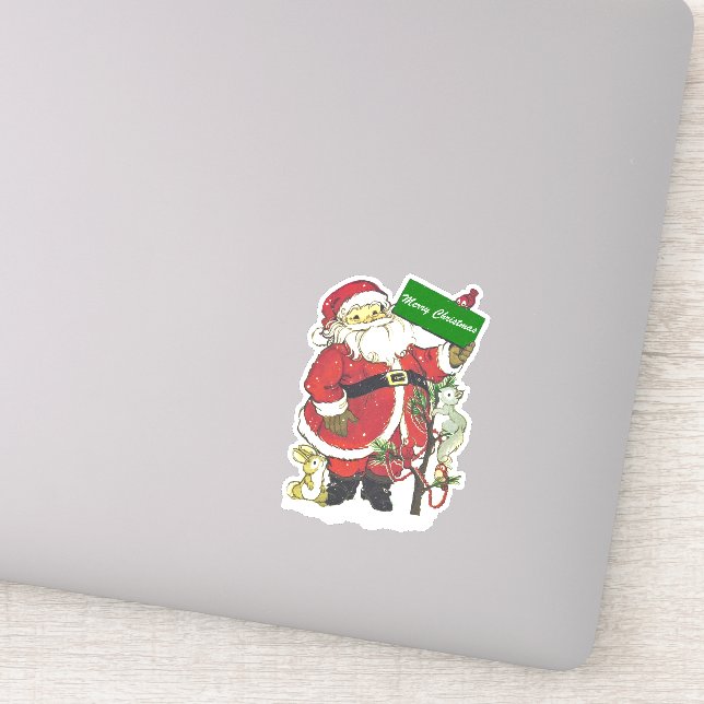 Santa Animals Little Tree Snow Merry Christmas Sticker (Detail)