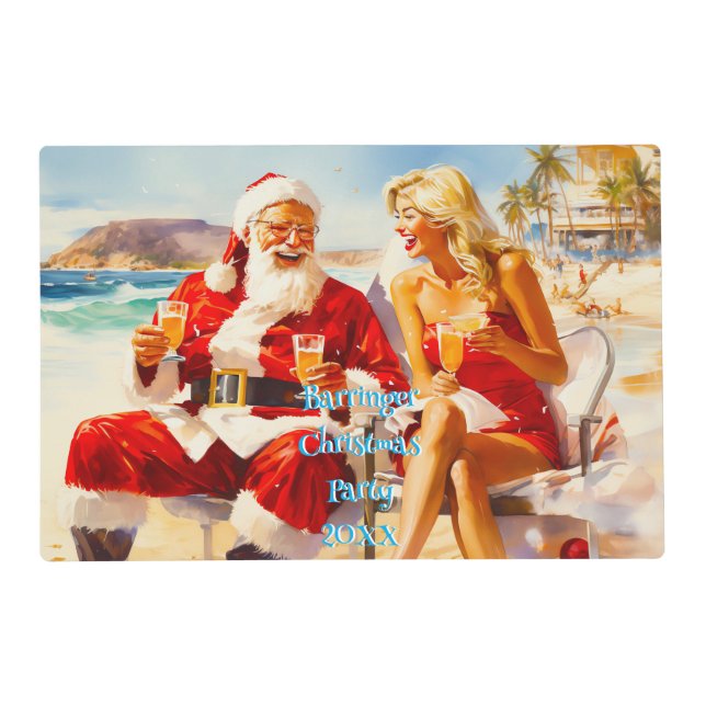 Santa Annual Beach Christmas Placemat (Front)
