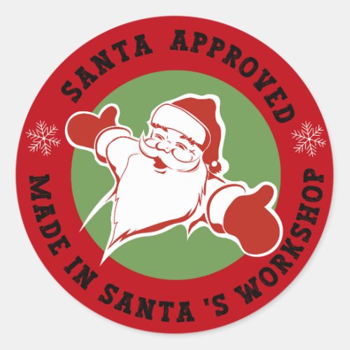 Santa Approved Christmas Gift Red Classic Round Sticker